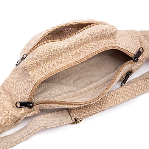 Freakmandu Eco-Friendly Boho Hippie Style Hemp Fanny Pack White Hip Waist Bag for Hiking Running Jogging (Nirvana) - color: Nirvana