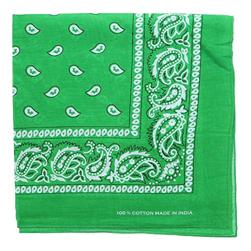 Motique Accessories Extra Large Paisley Bandana 27x27 Inch - color: Green