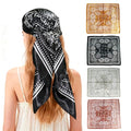 Ciormis 35" Silk Head Scarf for Women, 4 Pcs Satin Hair Scarf Square Silk Bandana Top Neck Scarves Hair Wraps for Sleeping - color: D1-cashew-set16