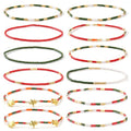 Dainty Gold Beaded Star Bracelets Stack for Women,Handmade Boho Colorful Beads Bracelet Fashion Prom Holiday Jewelry Gift Friendship Family - color: Christmas