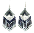 Long Beaded Dangle Earrings – Boho Native Handmade Seed Bead Tassel Bohemian Large Statement Drop Fringes for Women - color: Pattern6