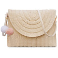 Dailyacc Straw Shoulder Bag For Women Woven Purse Beach Envelope Clutch Straws Wallet | Straw - color: Beige White