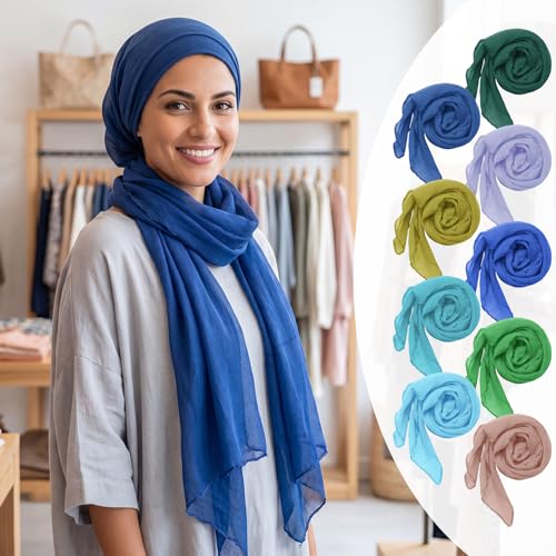 Patelai 9 Pieces Women's Cotton Scarves Lady Light Soft Fashion Solid Scarf Wrap Shawl, Candy Color - color: Fresh