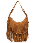 Madden Girl AINDIGOF Suede Fringe Shoulder Bag, Cognac