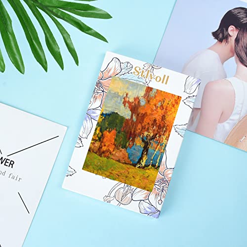 Stlvoll 100% Silk Head Scarf for Women - 27" Hair Scarves Satin Bandanas Square for Night Sleeping with Gift Packed - color: Yellow/Oil Painting