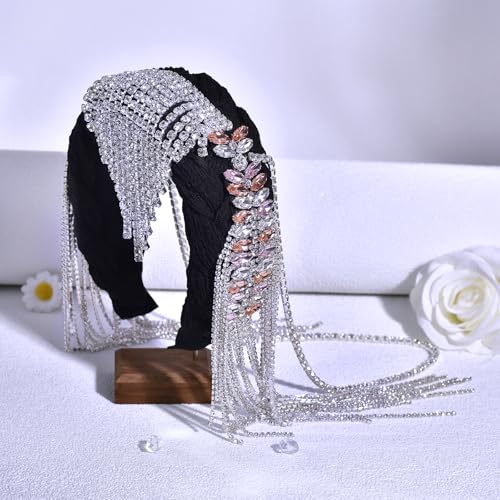 Luxury Crystal Rhinestone Headband,Bridal Wedding Hair Accessory Handmade Bohemian Style Hair Crown Wide Brimmed Headwear Ethnic Style Wedding Accessories for Anniversary Celebration Dance Party