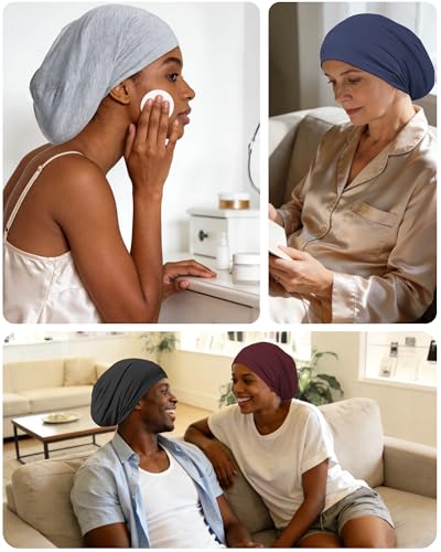 100% Mulberry Silk Bonnet for Sleeping Women Men, Real Silk Lined Bonnets for Curly Hair, Braid Sleep Cap Black Womens - color: Light Gray