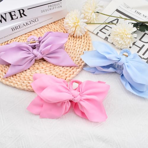 Bow Claw Clips Hair Clips Big Hair Bows for Women Butterfly Styling Large Hair Clips for Thick Hair for Girls Hair Accessories for Teen 3PC - color: 3PC-Pink+Wathet+Lilac