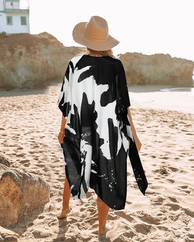 Kimonos for Women Casual Swimsuit Coverup Lightweight Boho Kimono Cardigans for Summer - color: Abstract Blossom