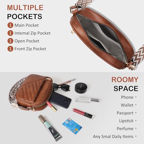 TANTOMI Small Crossbody Bags for Women Trendy, Cell Phone Purses Wallet with 4 Card Slots, Small Purses with Adjustable Strap - color: Brown