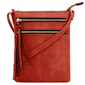 DELUXITY Crossbody Purse Bag Shoulder Bag Multi Pocket Zipper Purse - color: Red