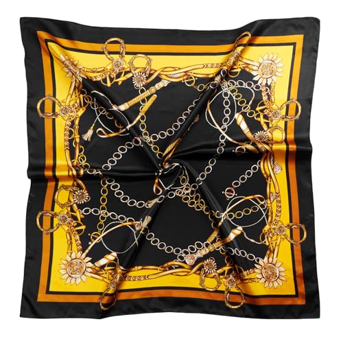 QIUTIMIY 35"x35" Like Silk Head Scarf for Women Satin Feel Large Square Scarf for Hair Wrapping and Sleeping Fashion Bandana - color: (90cm)square Scarf 9
