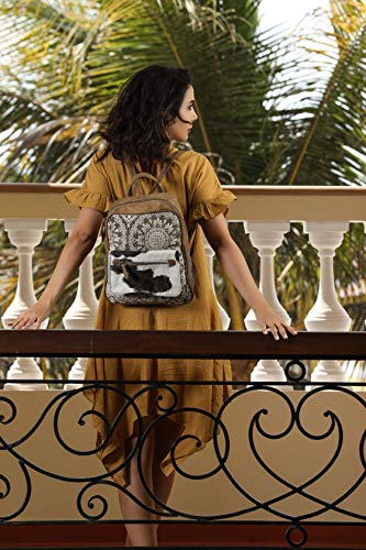 Myra Bag Floral Purses for Women - Genuine Leather and Canvas Floral Purse with Flower Print, Flower Handbags for Women - style: Clique Backpack Bag