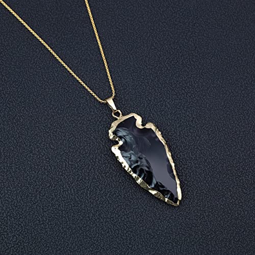 COAI Arrowhead Pendant Black Obsidian Raw Crystal Necklace for Men Women 20-32" - style: Bigger Arrowhead Pendant