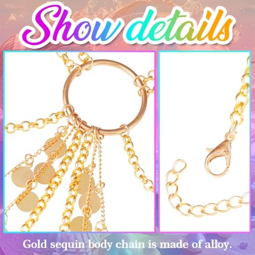 Nicute Women's Gold Body Chain Tassel Sequin Bra Chain Layered Beach Body Accessories for Women