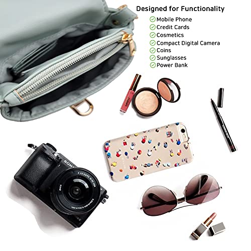 Phone Crossbody Bags for Women Small Vegan Leather Mini Shoulder Wallet Card Quilted Purse - color: A - Mint & Gold