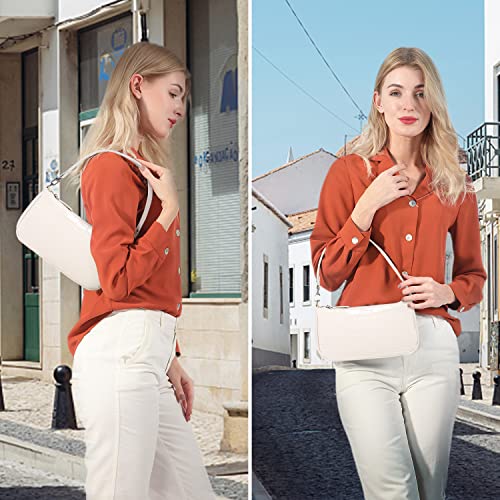 Loiral Small Purse for Women, Retro Classic Tote HandBag Shoulder Bags Clutch Purse - color: 3 White+pearl Chain