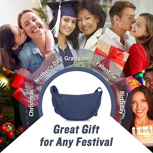 Nylon Crescent Crossbody Bag for Women Purses Trendy Men,Small Travel Sling Bag Hobo - color: Dark Blue, size: Small