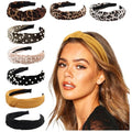 DRESHOW 8 Pack Knotted Headbands for Women Wide Turban Headband Yoga Exercise Ribbing Hair Hoop Hair Bands Accessories - color: 8 pcs: Ribbing, Pearl, Leopard Print B