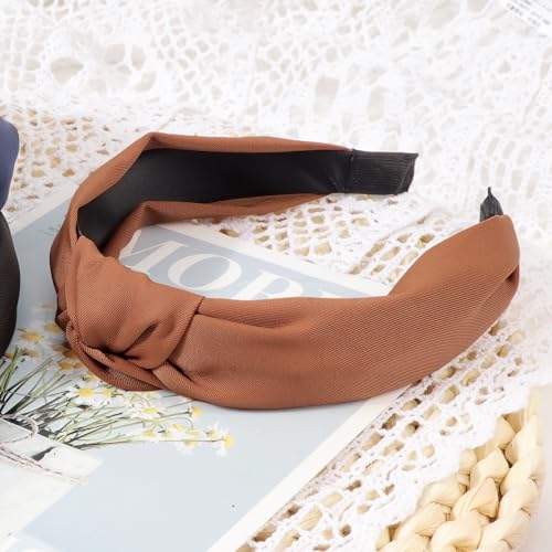 DRESHOW 8 Pack Knotted Headbands for Women Wide Turban Headband Yoga Exercise Ribbing Hair Hoop Hair Bands Accessories - color: 8 Pack Plastic Hair Hoop J