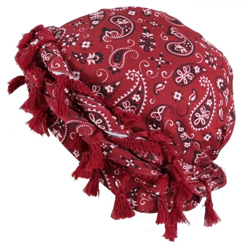 Gturytr Turban for Men Vintage Twist Head Wraps Durag Satin Lined Halo Turban for Women Modal and Satin Scarf Tie - color: Paisley-claret