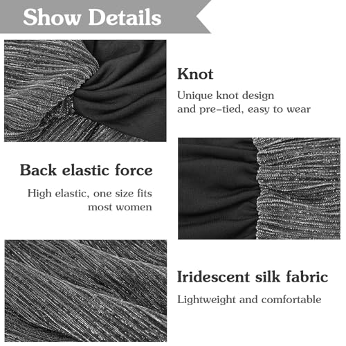 XYIYI Chemo Headwear Turban for Women, Cancer Patients Head Wrap Cover Hat for Hair Loss - color: Black Silver