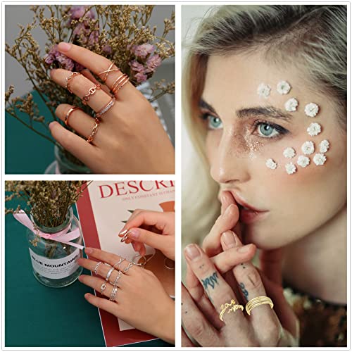 Honsny 12PCS Silver Plated Rings Adjustable Open Rings for Women Cute Gold Plated Stackable Thumb Rings Joint Chain Midi FingerArrow Knot Wave Band Rings Set - color: Silver 12pcs