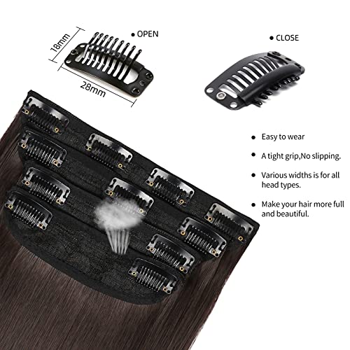 Brown Black Hair Extensions Straight Clip in Hair Extensions Clip ins - Soft and Thick (4pcs, 20Inch, 4#) - color: 4# - Brown Black