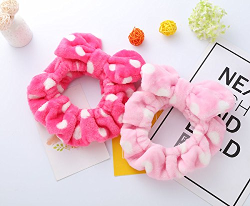 Hairizone Cosmetics Headbands for Washing Face Shower Spa, Soft and Cute Big Bowknot Hair Bands for Women and Girls (Roseo/Pink) - color: Roseo+Pink