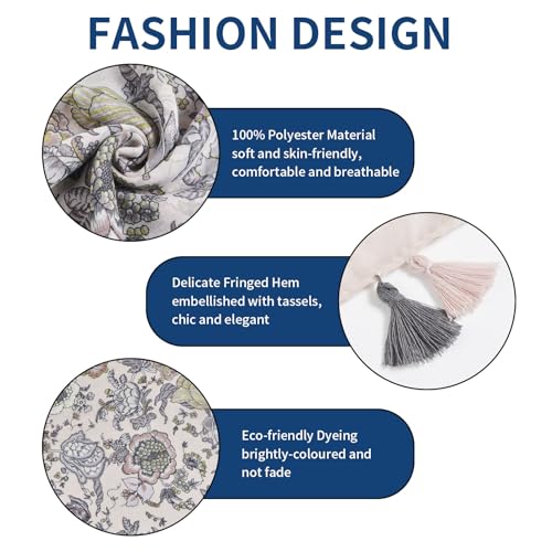 QIUTIMIY Scarf for Women Lightweight Soft Floral Leopard Printed Scarves Fall Winter Fashion Shawl Wrap with Fringe - color: Flower-pink Grey