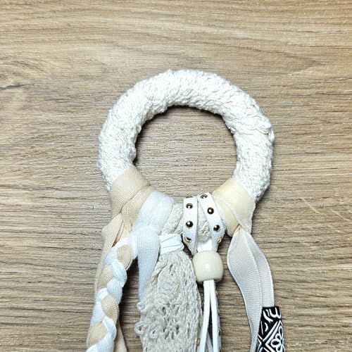 Handmade Boho Dreadlock Hair Accessories: Ties, Clips, Barrettes, Braiding Beads, Pins, Extensions, Tassels, Ponytail Holders for Women (White) - color: White
