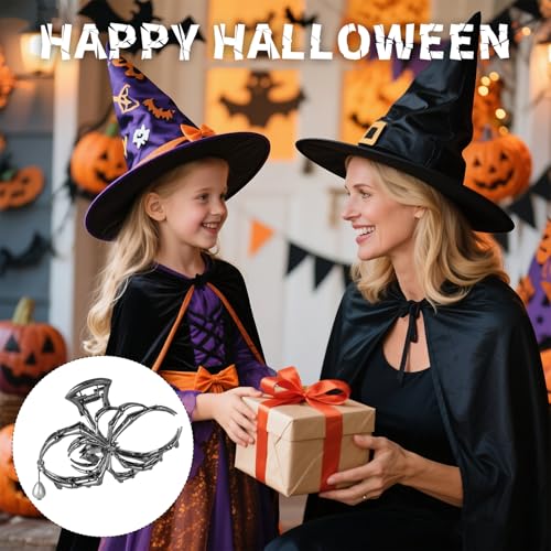 3Pack Halloween Hair Claw Clips Metal Black Spider Web hair clips Skeleton Hand Skull Hair Clips for Women And Girls,Goth Accessories for Thick Hair, Halloween Christmas Gift (Silver 3Pcs) - color: Silver 3Pcs