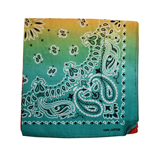 NYFASHION101 Unisex Double Sided Print Paisley Cotton Bandana Head Wrap Scarf - color: Rasta Fade