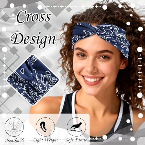 3 Pack Headbands for Women Short Yoga Workout Twist Cross Hair Bands Elastic Non Slip Sweat Headbands Hair Wraps Accessories - color: Multicolor