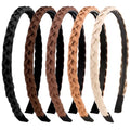 Aprince Braided Headbands for Women&Girls 5Pcs, Thin Headbands Non-slip, Braid Headband with Teeth, Comfortable Brown Hairband, Flexible Hairbands with Fabric, Skinny Boho Head Band, Neutral Color Set