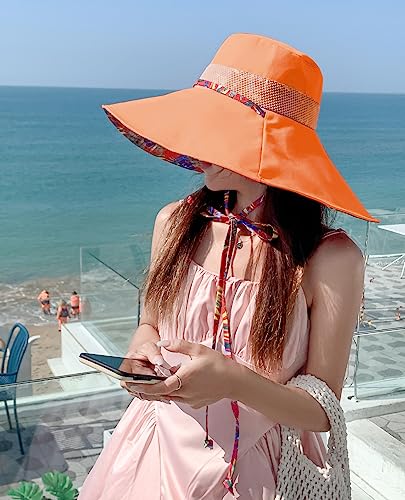 HUAMULAN Women Summer Sun Hat Wide Brim Wired Edge Floral Beach Bucket Hats Reversible Foldable Travel UV Protection Lady Hat - color: M2446-jvse