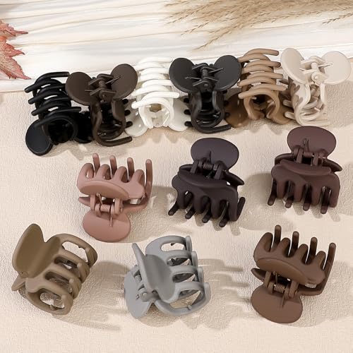 Sisiaipu 12Pcs Hair Clips for Women 1.8 Inch Small Claw Clips for Thin Hair Medium Hair Claw Clips for Thick Hair Accessories for Women Girls (Brown) - color: Brown