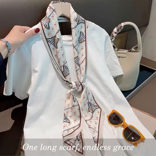 Sumolux Head Hair Scarf for Women Neck Purse Bag Handbags Scarf Like Silk - color: Beige Butterfly