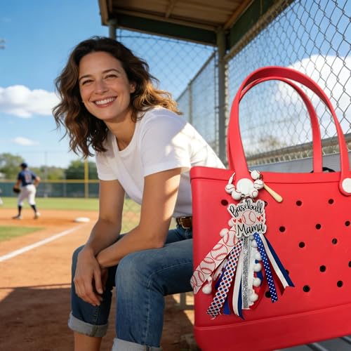 Baseball Softball Soccer Football Volleyball Sports Mom Charms for Bogg Bag Accessories Tassel Backpack Gifts - style: Baseball Mom