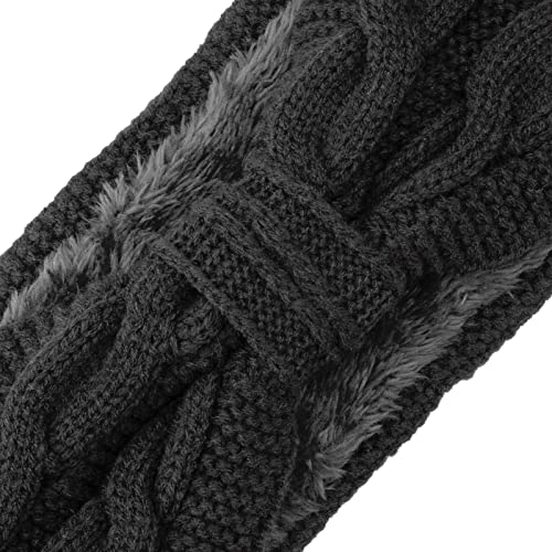 DRESHOW Crochet Ear Warmer Headband Soft Knit Chunky Turban Stretch Thick Headbands Warmer Fuzzy Head Wrap for Women - color: 1 Pc Double Twist: Black