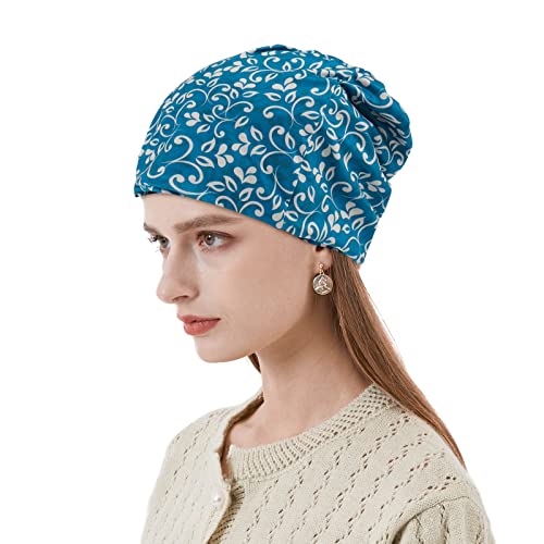 KAKU NANU Women Turban Chemo Beanies Pre Tied Caps Baggy Slouchy Headwear Sleep Scarf - color: Floral