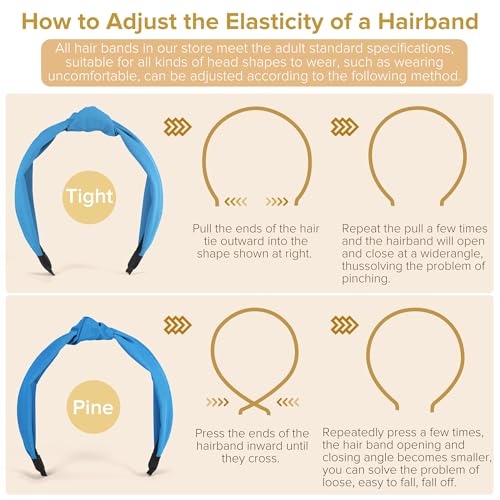 DiyJibb Headbands for Women Girls - 6PCS Stylish Top Knotted Headbands - Knotted Headband for Women - Head Bands Wide Hairband Hair Accessories - color: Blue, Dark Blue, Yellow, Light Pink, Black, White
