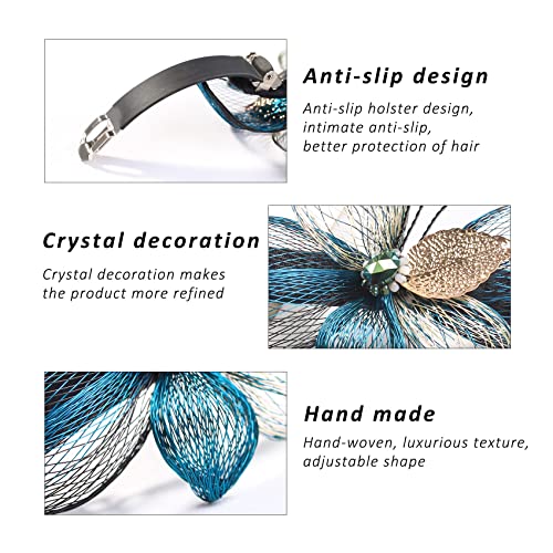 Mistofu Barrettes for Women - 2Pcs Copper Wire Hand-woven High-level design Clips Elegant Accessories, Hair Barrettes for Thick Hair - Gifts for Women Girls（blue） - color: blue