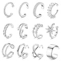 Dochais 9Pcs Ear Cuff 14K Gold Plated Cuff Earrings Gold Ear Cuffs Non Pierced Ear Clips Cartilage Earring Fake Earrings - style: B-12pcs-Silver