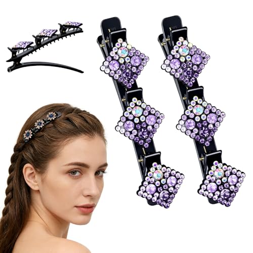 Sparkling Crystal Stone Braided Hair Clips, 2026 New Rhinestone Hair Clips Hair Braid Clips, Girls/Women Hair Accessories for Styling Sectioning (12#) - color: 12#
