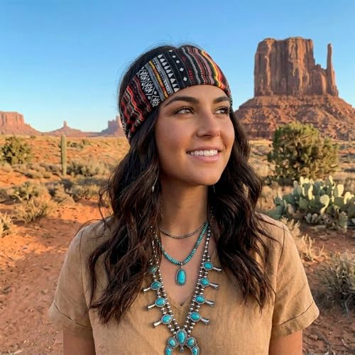 Wide Headbands for Women Non Slip Stylish Knotted Headhand Bandana Boho Head Bands African Head Wraps Yoga Workout Hair Accessories 4 Pack - color: 4 Pack Wide Headbands Style 11