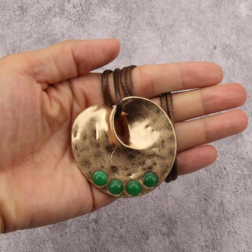 JAOYU Bohemian Necklaces for Women Leather Necklace Wood Pendant Choker Long Brown Necklace Chunky Circle Boho Hippie Jewelry - style: Boho Circle Necklace