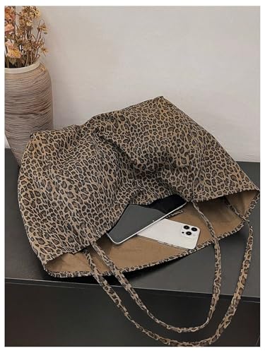 MakeMeChic Women's Leopard Tote Bag Cheetah Oversize Shoulder Bag Weekender Bag - color: Multicolor B