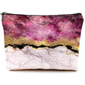 Cute Makeup Bag for Purse Canvas Waterproof Funny Cosmetic Bags for Women Zipper Travel Toiletry Pouch-Wine Marble Makeup Bags - color: Wine Marble Makeup Bags