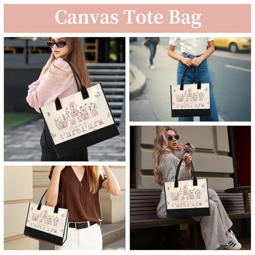 Mom Mama Bag - Large Tote Bag for Women, Beautiful Floral Print Mothers Day Gifts for Mom, New Mom Birthday Gifts, Durable Reusable Grocery Bags for Shopping Beach Travel Work
